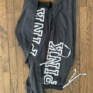 Pink, grey joggers and zip up hoodie